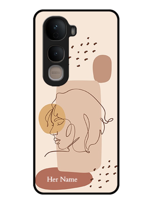 Custom Vivo Y400 5G Custom Glass Phone Case - Calm Woman Line Art Design
