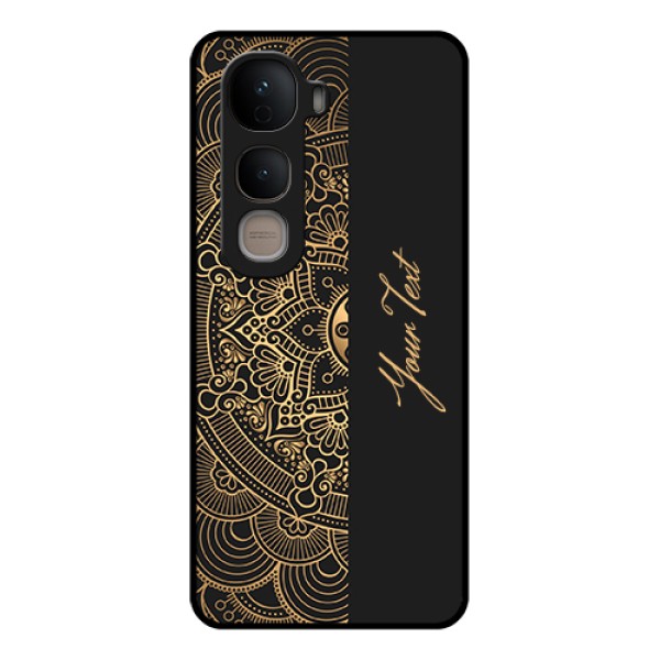 Vivo Y400 5G Custom Glass Phone Case - Mandala Art With Custom Text Design Vivo Y400 5G Custom Glass Phone Case - Mandala Art With Custom Text Design