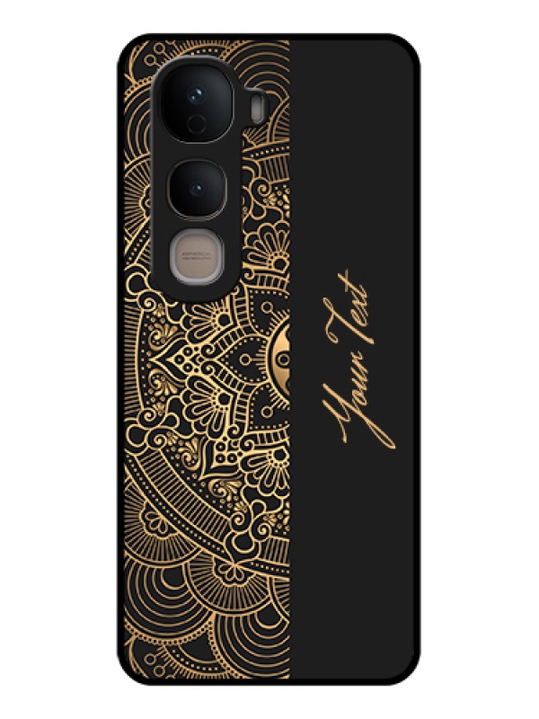 Custom Vivo Y400 5G Custom Glass Phone Case - Mandala Art With Custom Text Design