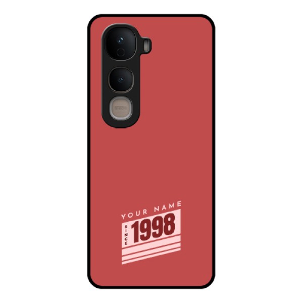 Vivo Y400 5G Custom Glass Phone Case - Red Custom Year Of Birth Design Vivo Y400 5G Custom Glass Phone Case - Red Custom Year Of Birth Design