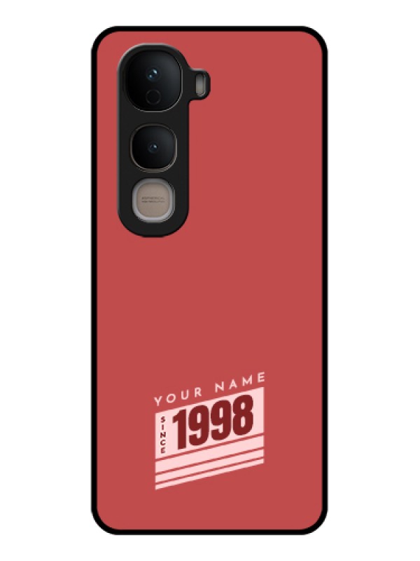 Custom Vivo Y400 5G Custom Glass Phone Case - Red Custom Year Of Birth Design