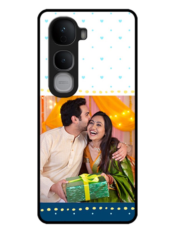 Custom Vivo Y400 Pro 5G Custom Glass Phone Case - White And Blue Abstract Design