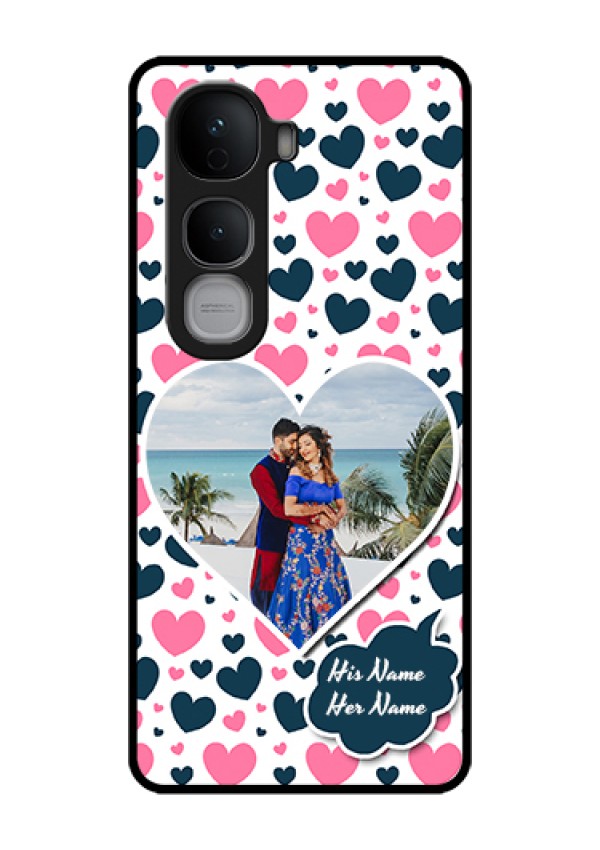 Vivo Y400 Pro 5G Custom Glass Phone Case - Pink & Blue Heart Design