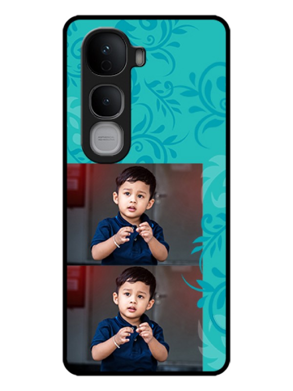 Custom Vivo Y400 Pro 5G Custom Glass Phone Case - With Photo And Green Floral Design