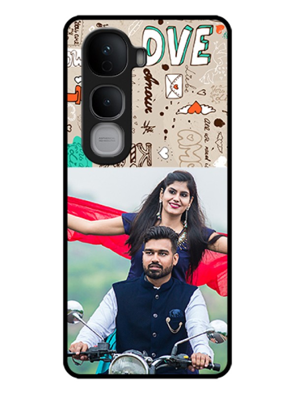 Custom Vivo Y400 Pro 5G Custom Glass Phone Case - Love Doodle Pattern