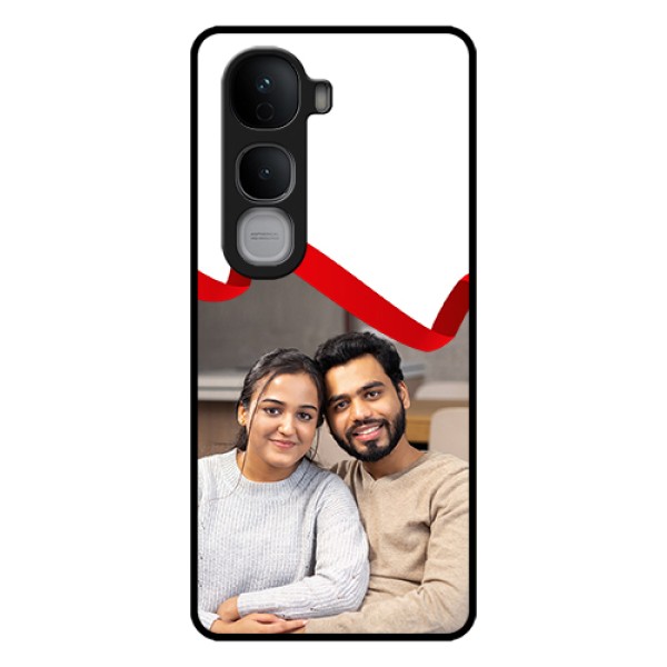 Vivo Y400 Pro 5G Custom Glass Phone Case - Red Ribbon Frame Design Vivo Y400 Pro 5G Custom Glass Phone Case - Red Ribbon Frame Design