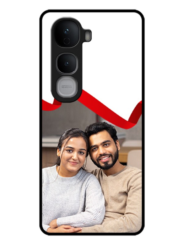 Custom Vivo Y400 Pro 5G Custom Glass Phone Case - Red Ribbon Frame Design