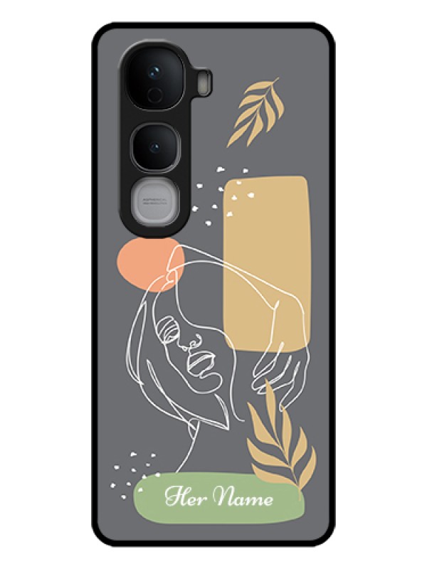 Custom Vivo Y400 Pro 5G Custom Glass Phone Case - Gazing Woman Line Art Design