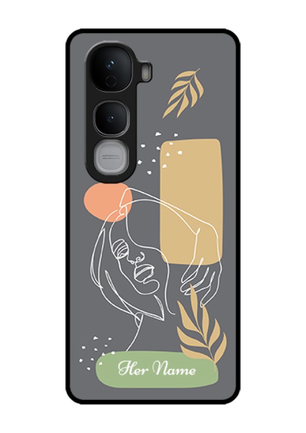 Vivo Y400 Pro 5G Custom Glass Phone Case - Gazing Woman Line Art Design