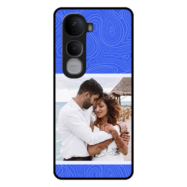 Vivo Y400 Pro 5G Custom Glass Phone Case - Curved Line Art With Blue And White Design Vivo Y400 Pro 5G Custom Glass Phone Case - Curved Line Art With Blue And White Design