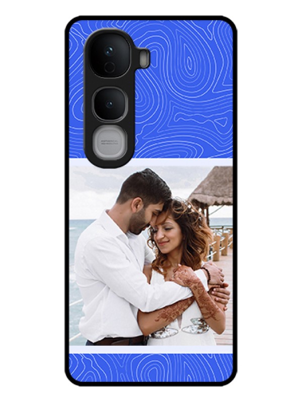 Custom Vivo Y400 Pro 5G Custom Glass Phone Case - Curved Line Art With Blue And White Design