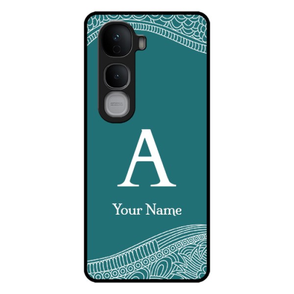 Vivo Y400 Pro 5G Custom Glass Phone Case - Line Art Pattern With Custom Name Design Vivo Y400 Pro 5G Custom Glass Phone Case - Line Art Pattern With Custom Name Design