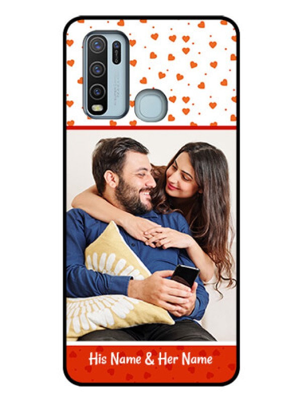 Custom Vivo Y50 Custom Glass Phone Case  - Orange Love Symbol Design