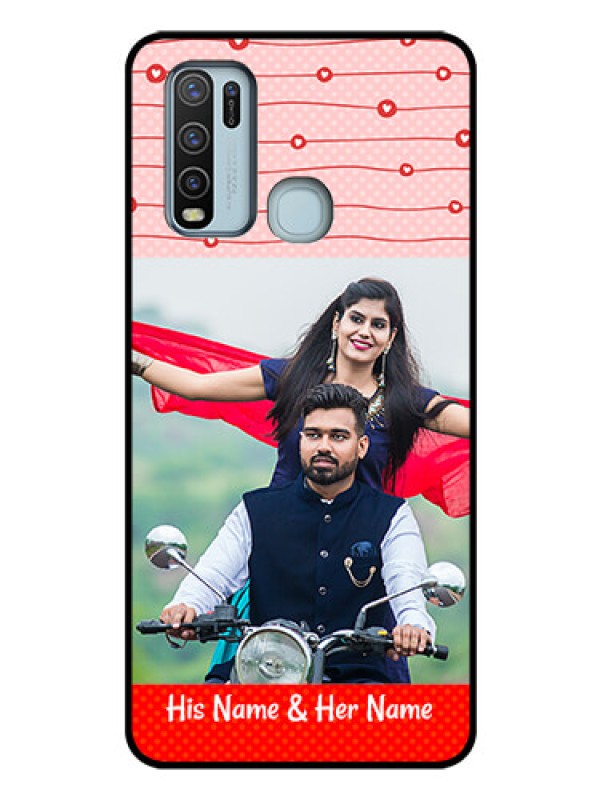 Custom Vivo Y50 Personalized Glass Phone Case  - Red Pattern Case Design