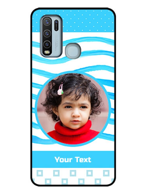 Custom Vivo Y50 Custom Glass Phone Case  - Simple Blue Case Design