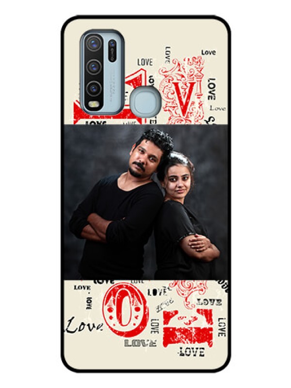 Custom Vivo Y50 Photo Printing on Glass Case  - Trendy Love Design Case
