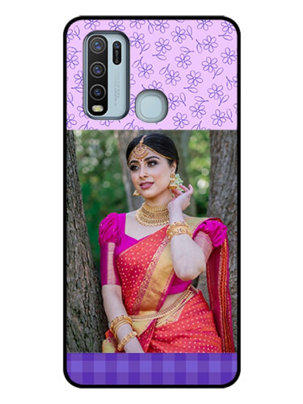 Custom Vivo Y50 Custom Glass Phone Case  - Purple Floral Design