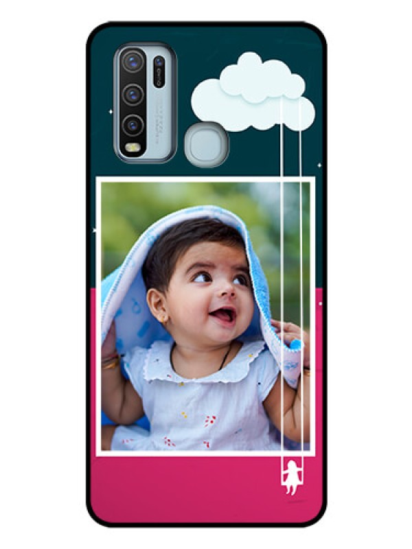Custom Vivo Y50 Custom Glass Phone Case  - Cute Girl with Cloud Design