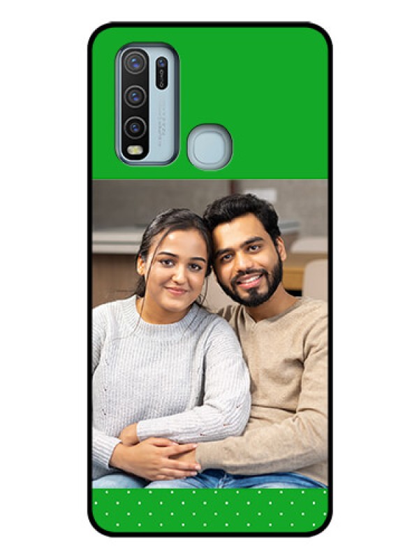 Custom Vivo Y50 Personalized Glass Phone Case  - Green Pattern Design