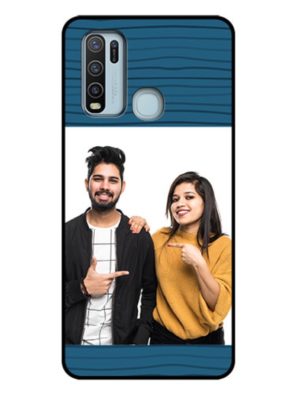 Custom Vivo Y50 Custom Glass Phone Case  - Blue Pattern Cover Design