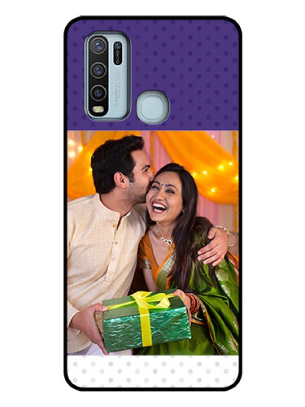 Custom Vivo Y50 Personalized Glass Phone Case  - Violet Pattern Design