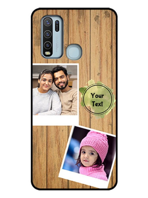 Custom Vivo Y50 Custom Glass Phone Case  - Wooden Texture Design