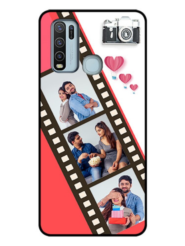 Custom Vivo Y50 Personalized Glass Phone Case  - 3 Image Holder with Film Reel