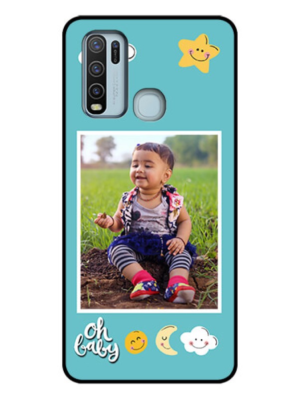 Custom Vivo Y50 Personalized Glass Phone Case  - Smiley Kids Stars Design
