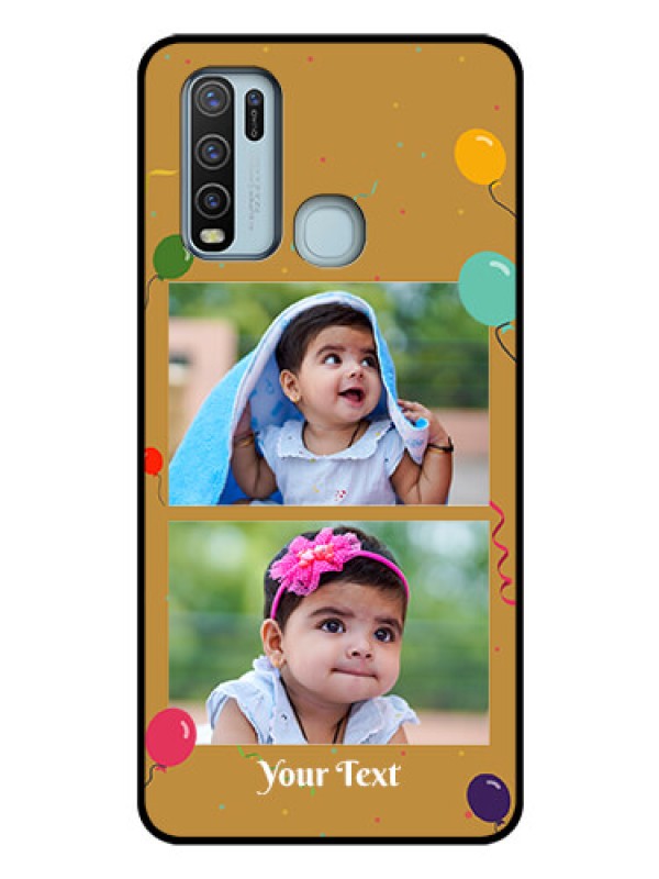 Custom Vivo Y50 Personalized Glass Phone Case  - Image Holder with Birthday Celebrations Design