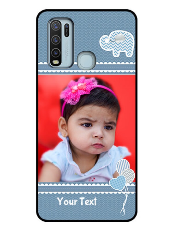 Custom Vivo Y50 Photo Printing on Glass Case  - with Kids Pattern Design
