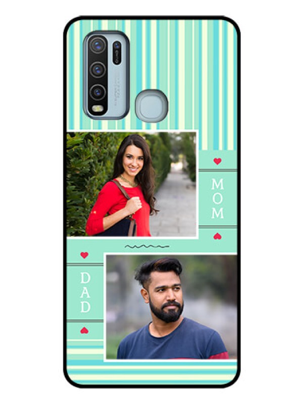 Custom Vivo Y50 Custom Glass Phone Case  - Mom & Dad Pic Design