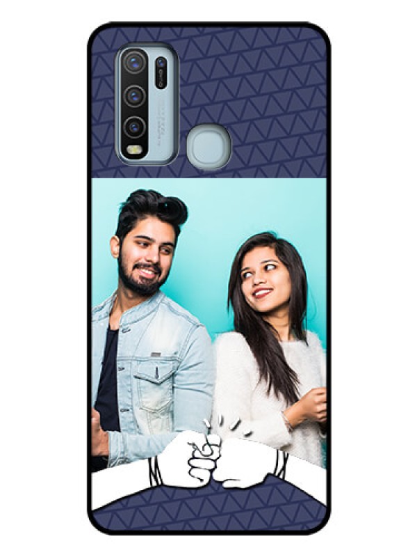 Custom Vivo Y50 Photo Printing on Glass Case  - with Best Friends Design  