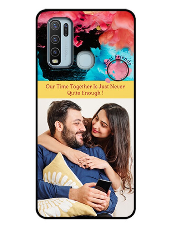 Custom Vivo Y50 Custom Glass Mobile Case  - Quote with Acrylic Painting Design