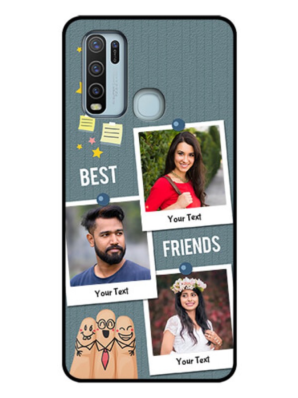 Custom Vivo Y50 Personalized Glass Phone Case  - Sticky Frames and Friendship Design