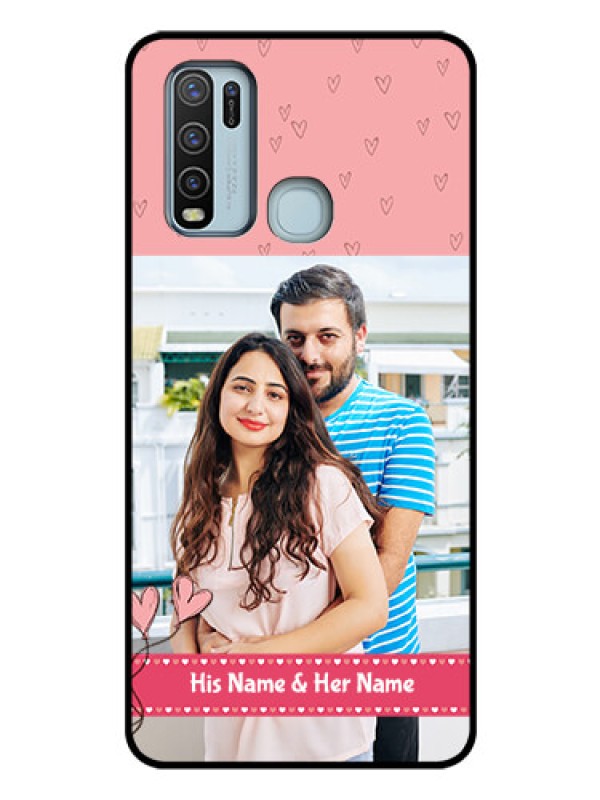 Custom Vivo Y50 Personalized Glass Phone Case  - Love Design Peach Color