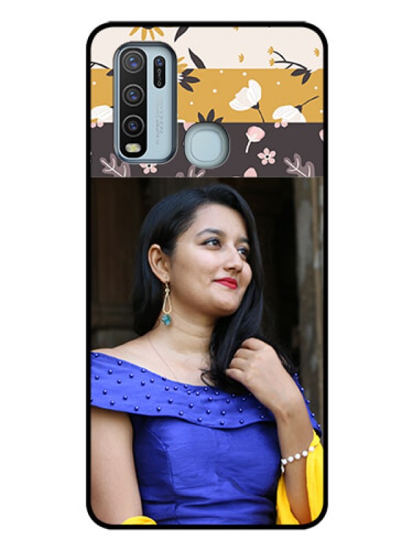 Custom Vivo Y50 Custom Glass Phone Case  - Stylish Floral Design