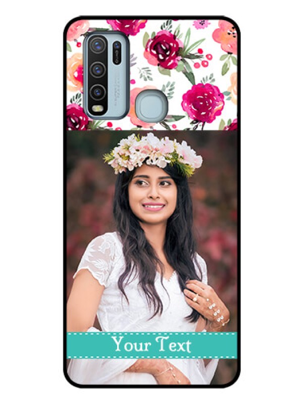 Custom Vivo Y50 Custom Glass Phone Case  - Watercolor Floral Design
