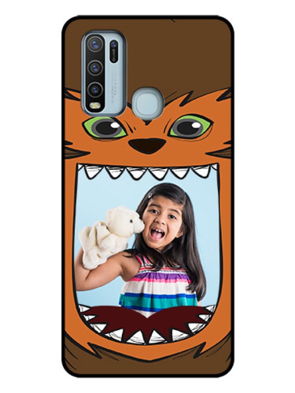 Custom Vivo Y50 Photo Printing on Glass Case  - Owl Monster Back Case Design