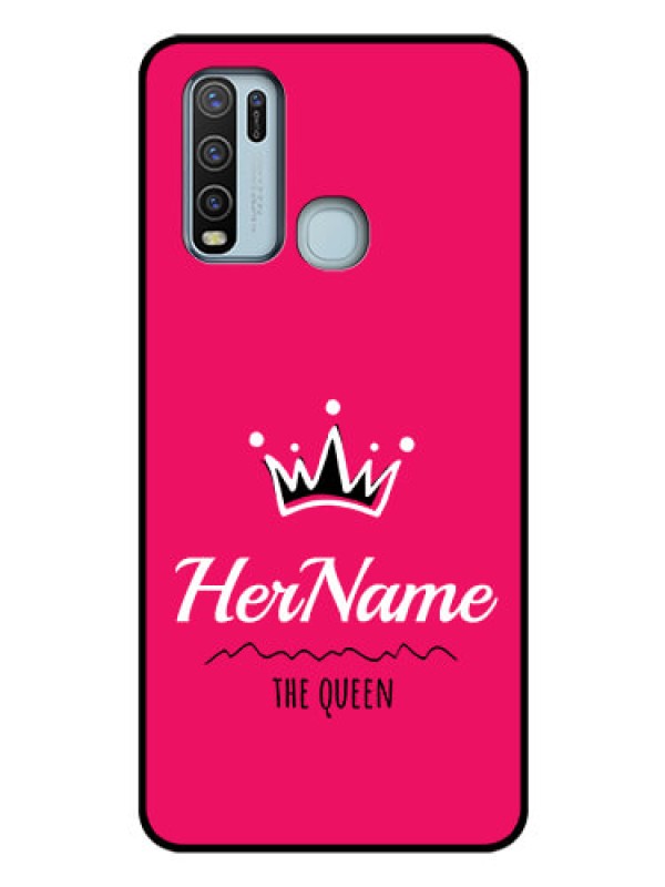 Custom Vivo Y50 Glass Phone Case Queen with Name