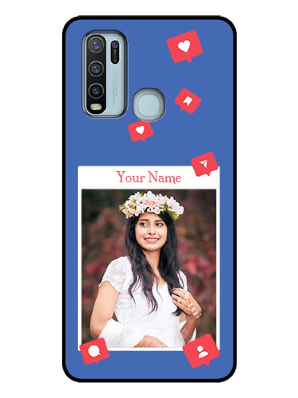 Custom Vivo Y50 Custom Glass Phone Case - Like Share And Comment Design