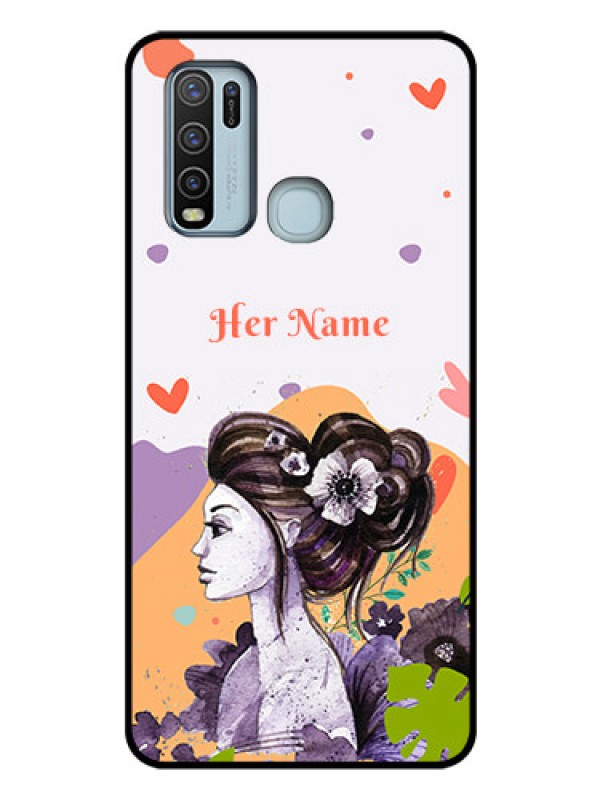 Custom Vivo Y50 Personalized Glass Phone Case - Woman And Nature Design