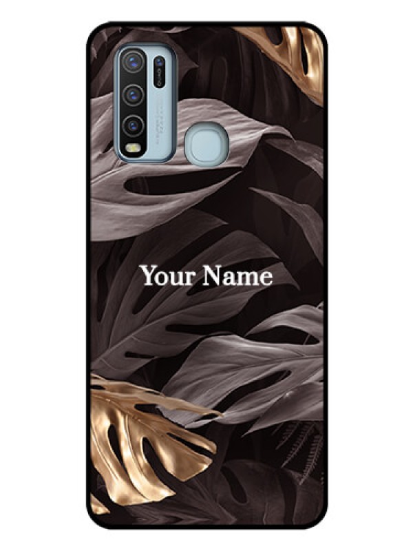 Custom Vivo Y50 Personalised Glass Phone Case - Wild Leaves digital paint Design