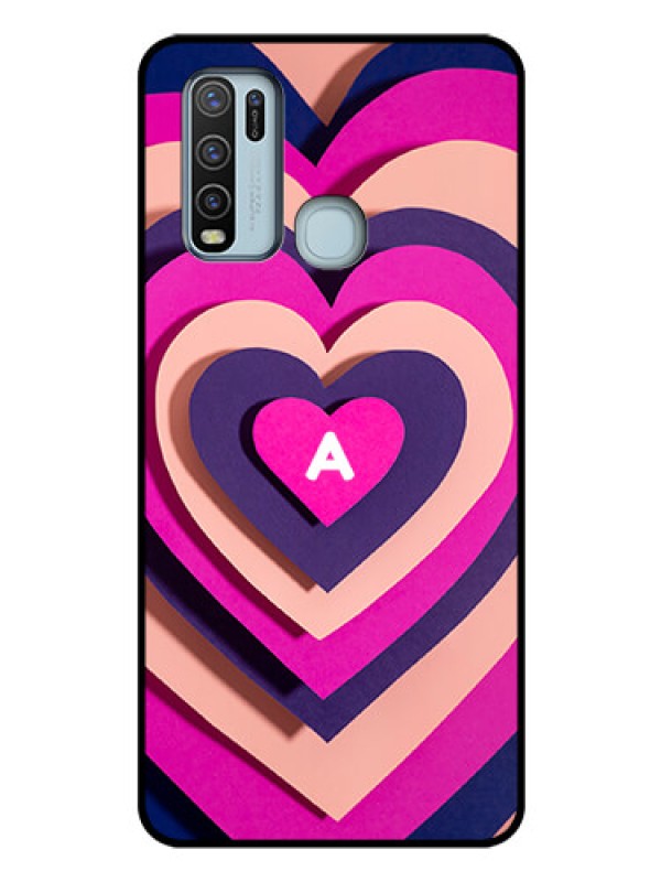Custom Vivo Y50 Custom Glass Mobile Case - Cute Heart Pattern Design