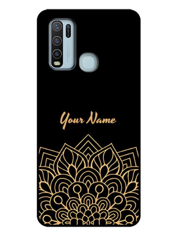 Custom Vivo Y50 Custom Glass Phone Case - Golden mandala Design