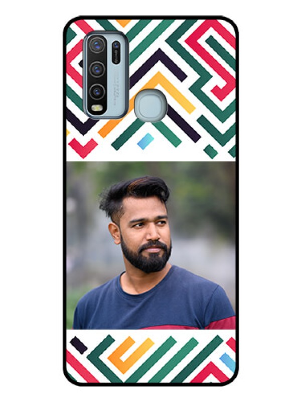 Custom Vivo Y50 Personalized Glass Phone Case - Colorful Maze Pattern Design