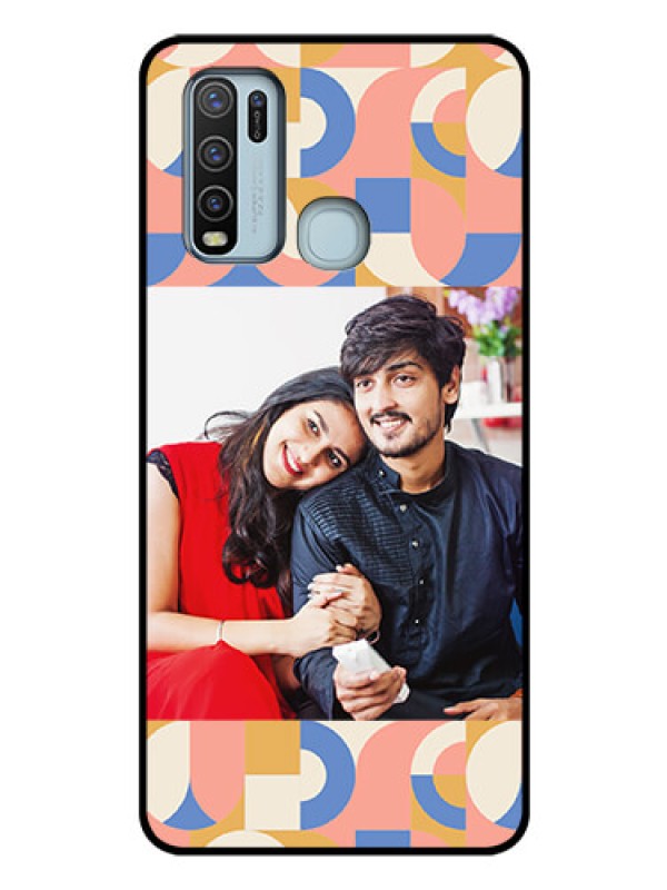 Custom Vivo Y50 Photo Printing on Glass Case - Semi-circle Maze Pattern Design
