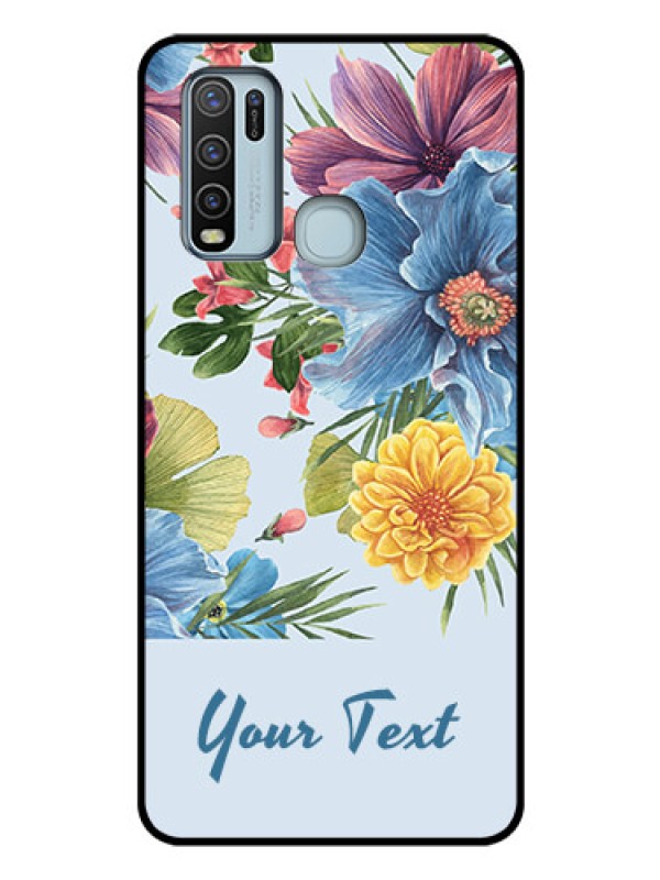 Custom Vivo Y50 Custom Glass Mobile Case - Stunning Watercolored Flowers Painting Design