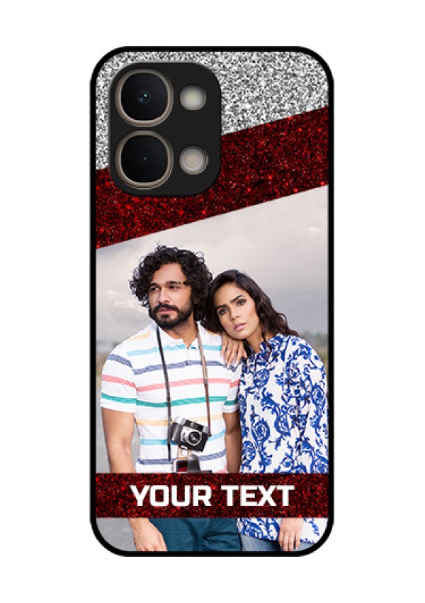 Vivo Y51 Pro 5G Custom Glass Phone Case - Image Holder With Glitter Strip Design