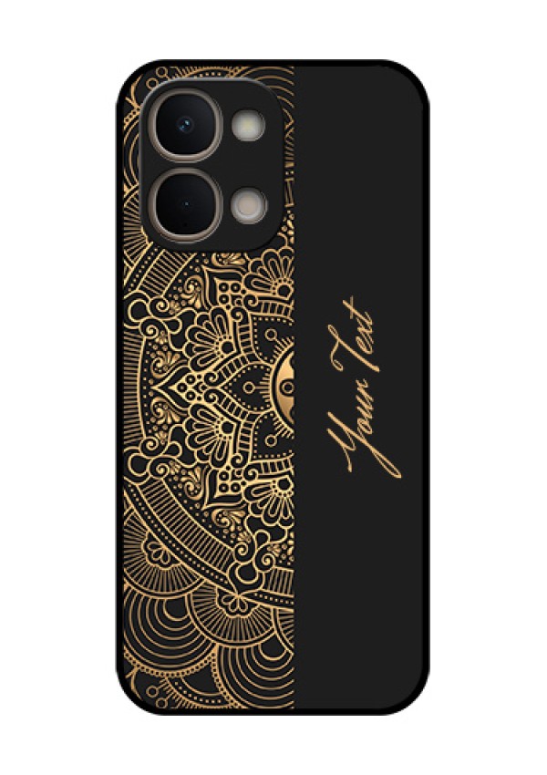 Vivo Y51 Pro 5G Custom Glass Phone Case - Mandala Art With Custom Text Design