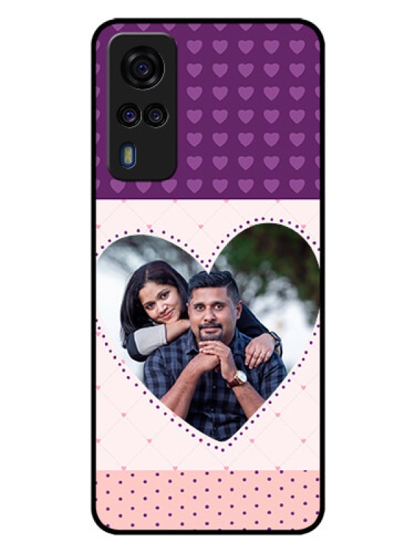 Custom Vivo Y51 Custom Glass Phone Case  - Violet Love Dots Design